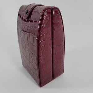Vintage Wolf Designs Travel Jewelry Case (1997) – Burgundy Croc Embossed